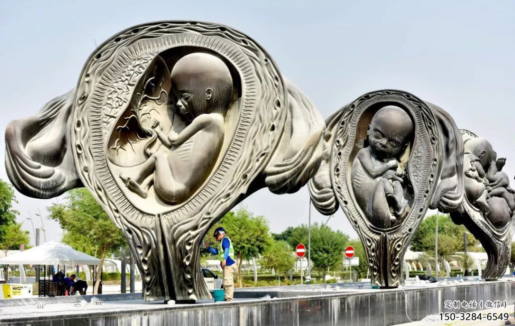 婴儿雕塑厂家，医院孕育主题雕塑，玻璃钢婴儿雕塑制作