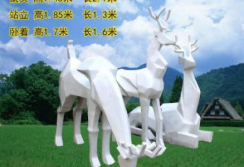 小鹿雕塑厂家，几何工艺动物摆件，玻璃钢小鹿雕塑厂