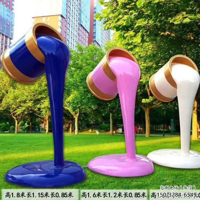 城市油漆桶雕塑 风景区彩绘雕塑 抽象摆件