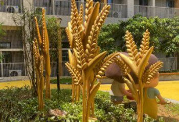 酒店水稻雕塑厂家 庭院仿真雕塑 彩绘小品