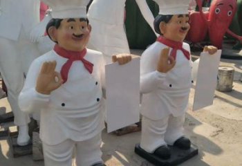 厨师雕塑效果图 拉丝卡通雕塑 步行街动漫雕塑