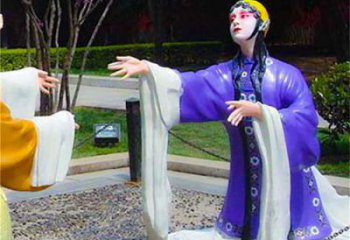 彩绘京剧雕塑厂家 现代民俗雕塑 公园唱戏雕塑