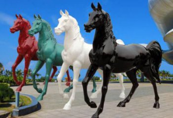 景区小马雕塑厂，动物景观小品系列，彩绘效果工艺