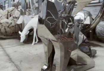 城市哈巴狗雕塑厂家，景观动物雕塑，古铜效果