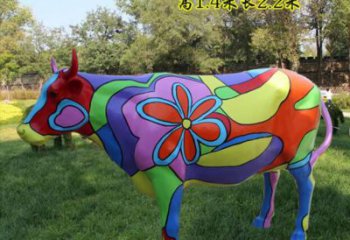 公园彩绘公牛雕塑 庭院仿真雕塑 彩绘小品