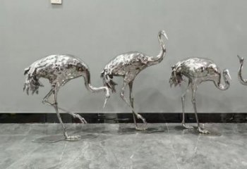 仿真白鹤雕塑厂家 店门口园林雕塑 动物小品