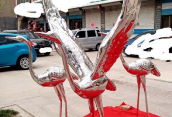 镜面白鹤雕塑厂家 大型城市雕塑 商业街摆件