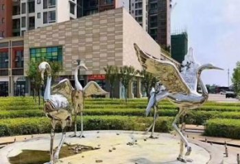 镂空白鹤雕塑厂家 广场近代雕塑 门口小品